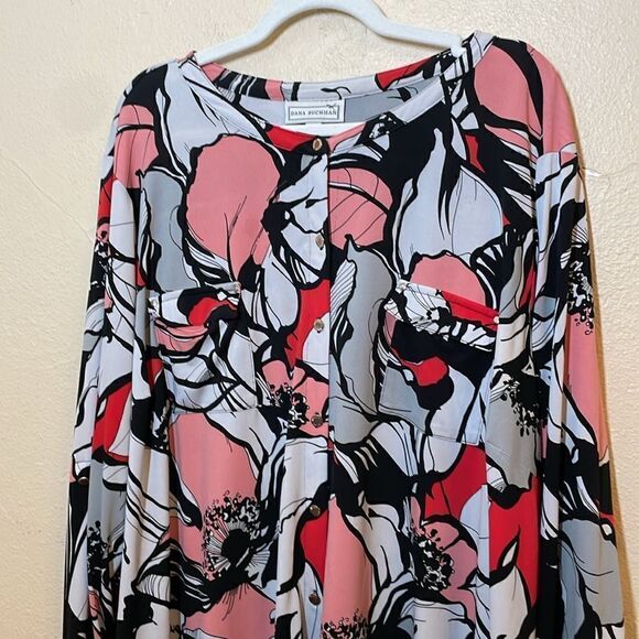 Dana BUCHMAN Paisley Boho 70s Top Button down long sleeve size 3X - Picture 9 of 16